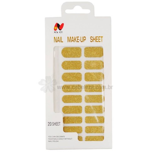 Nail Supply Adesivo para Unhas - Nail Patch com Glitter - Dourado