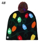Natal LED Light Snowflake Pompom Ball Beanie Cap Chapéu De Malha Kids Xmas Gift