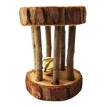 Natural de madeira Coluna pequeno Pet Toys Roman com Bell para a Guiné gato rato Molares