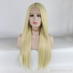 Natural Hairline Cosplay Long Straight Hair Synthetic Lace Front Wigs 613# Blonde Color Soft Wigs with Baby Hair Midddle Part Heat Resistant