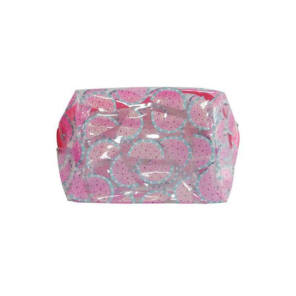 Necessaire em Vinil de Melancia com Glitter - Cristal com Rosa - Glamour Pink