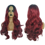 Negras Partido Natural Cosplay Red Long Wave Sexy Curly Wavy sint¨¦tico Perucas