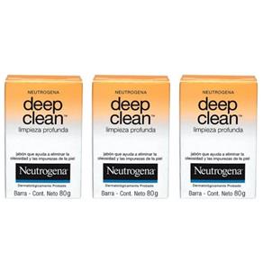 Neutrogena Deep Clean Sabonete Facial Limpeza Profunda 80g - Kit com 03