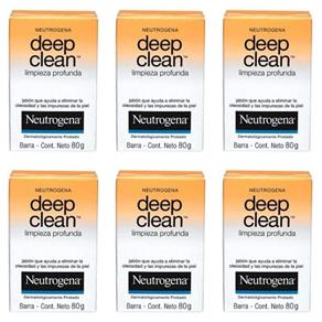 Neutrogena Deep Clean Sabonete Facial Limpeza Profunda 80g - Kit com 06
