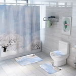 Neve padrão impresso cortina de chuveiro tapete tampa do vaso tampa Mat Bath Mat Set cortinas de banheiro com 12 Hooks