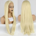 New Beautiful Soft Honey Blonde Color #613 Long Straight Synthetic Lace Front Wig Heat Resistant Fiber Hair Natural Hairline For White Women