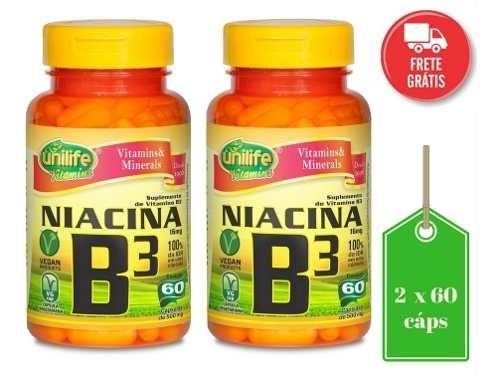 Niacina Vitaminas B3 Unilife 2 X 60 Cápsulas 500Mg