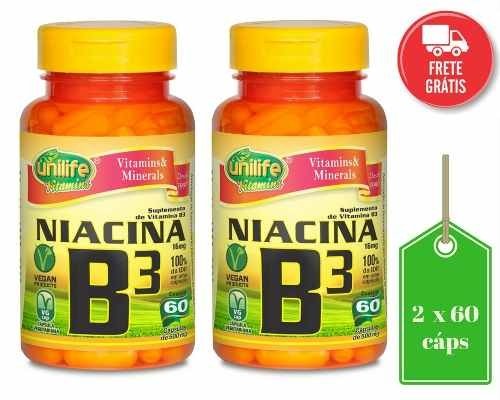 Niacina Vitaminas B3 Unilife 2 X 60 Cápsulas 500Mg