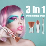 LAR Make Up Brush 3 em 1 Viagens Escovas multi-funcional cosméticos ferramenta Pó blush Sombra escova esponja ocultador