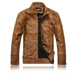 Homens Motorcycle Jacket Leather Zipper fresco moda Slim Fit PU Top Coat