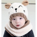 Infant Boy Bebé Recém-nascido De Inverno Hat Cap Earmuffs + Cachecol Presente Bonito Suit Urso De Pelúcia