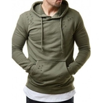 Pure Color Lazer Buraco Moda Men Side Zipper Sweatershirt