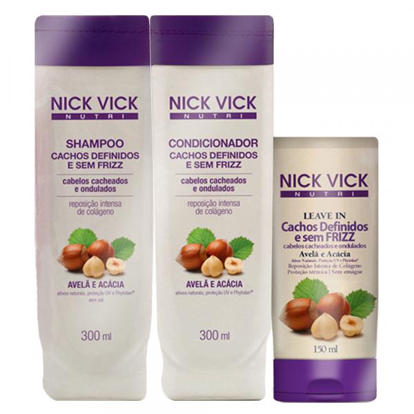 Nick Vick Nutri Cachos Definidos e Sem Frizz Kit - Shampoo + Condicionador + Leave-In
