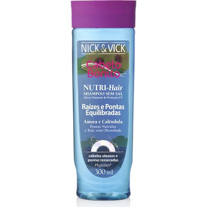 Nick & Vick Nutri-Hair Shampoo Raízes e Pontas Equilibradas Amora e Calêndula 300ml