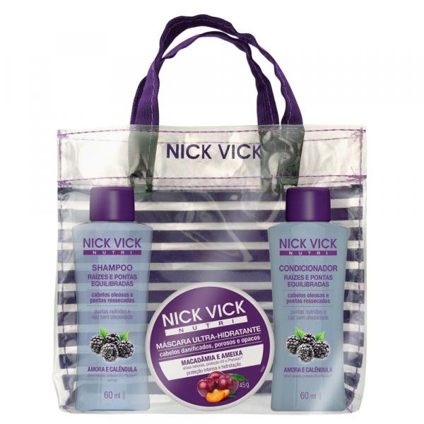 Nick Vick Raízes e Pontas Equilibradas Viagem Kit - Shampoo + Condicionador + Máscara