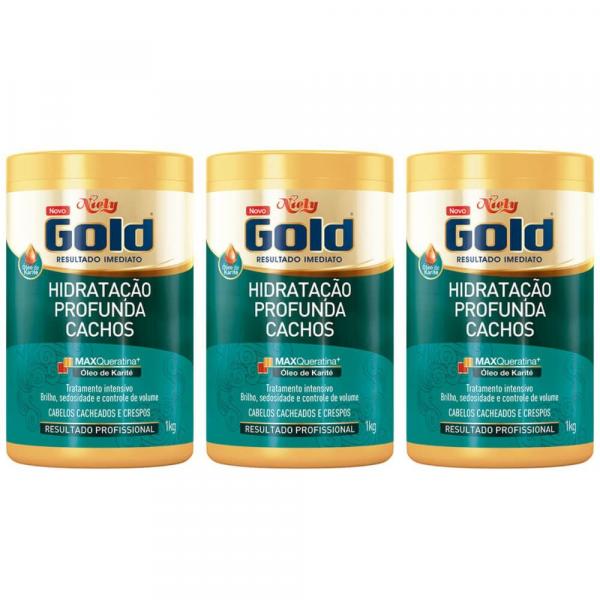Niely Gold Cachos Máscara Capilar 1kg (Kit C/03)