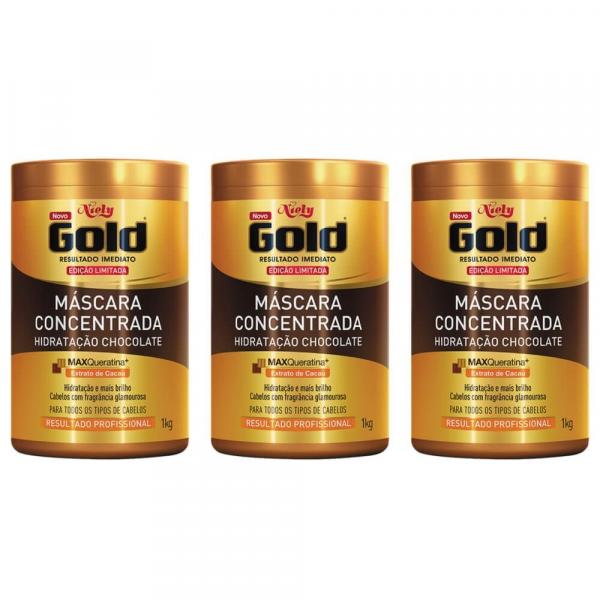Niely Gold Chocolate Máscara Capilar 1kg (Kit C/03)