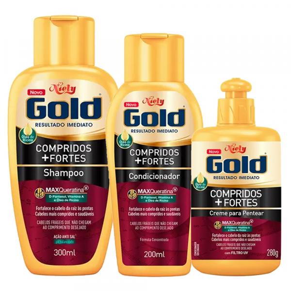 Niely Gold Compridos + Fortes Kit - Shampoo + Condicionador + Creme de Pentear