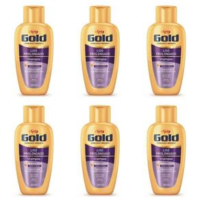 Niely Gold Liso Prolongado Shampoo 300ml - Kit com 06