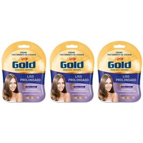 Niely Gold Liso Prolongado Tratamento Choque 30g - Kit com 03