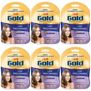 Niely Gold Liso Prolongado Tratamento Choque 30g - Kit com 06