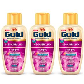 Niely Gold Mega Brilho Shampoo 300ml - Kit com 03