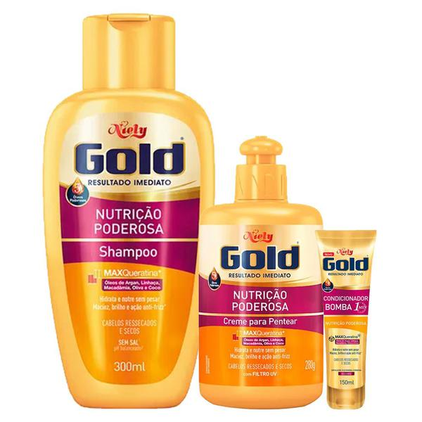 Niely Gold Nutrição Poderosa CPP Kit - Shampoo + Condicionador + Creme de Pentear