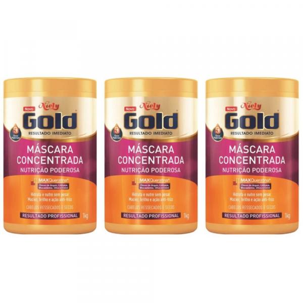 Niely Gold Nutrição Poderosa Máscara Capilar 1kg (Kit C/03)