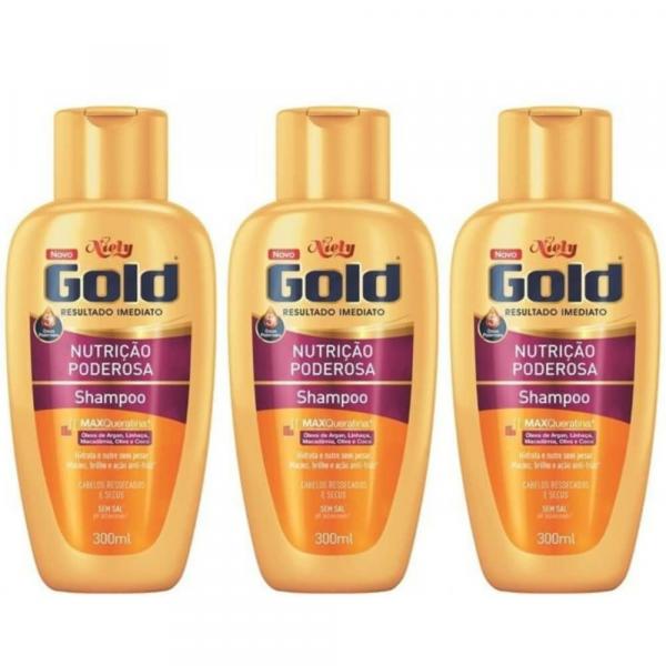 Niely Gold Nutrição Poderosa Shampoo 300ml (Kit C/03)