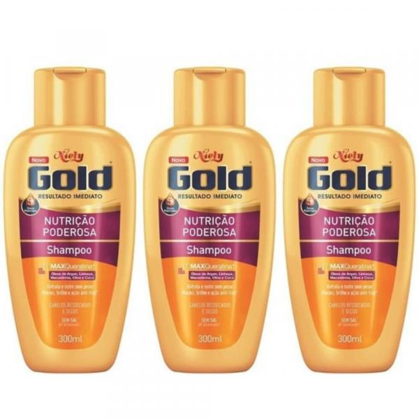 Niely Gold Nutrição Poderosa Shampoo 300ml (Kit C/03)
