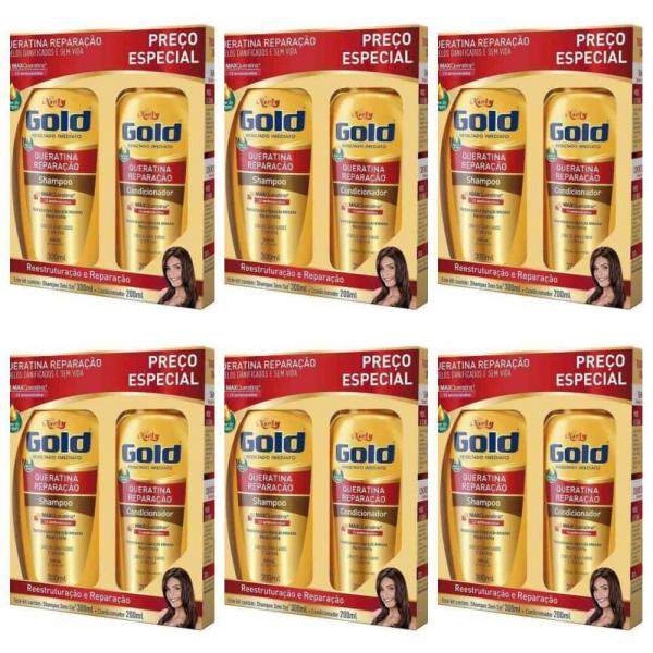Niely Gold Queratina Kit Shampoo 300ml + Condicionador 200ml (kit C/06)
