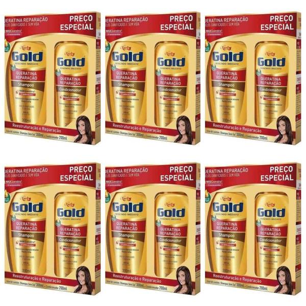 Niely Gold Queratina Kit Shampoo 300ml + Condicionador 200ml (kit C/06)