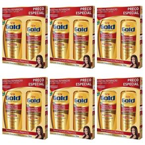 Niely Gold Queratina - Kit Shampoo 300ml + Condicionador 200ml - Kit com 06