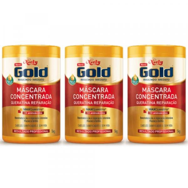 Niely Gold Queratina Máscara Capilar 1kg (Kit C/03)