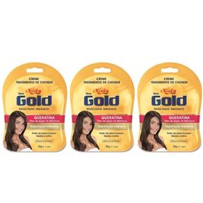 Niely Gold Queratina Tratamento de Choque 30g - Kit com 03