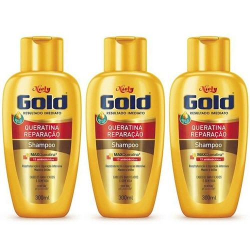 Niely Gold Queratina Uso Diário Shampoo 300ml (kit C/03)