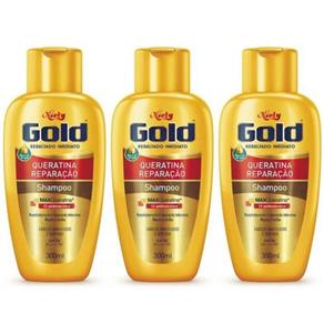 Niely Gold Queratina Uso Diário Shampoo 300ml - Kit com 03