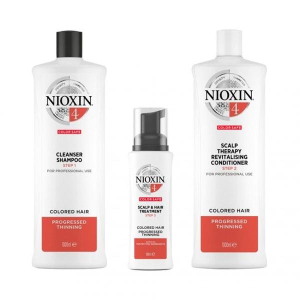Nioxin 4 System Kit Shampoo 1 Litro, Condicionador 1 Litro e Tratamento 100 Ml - Wella