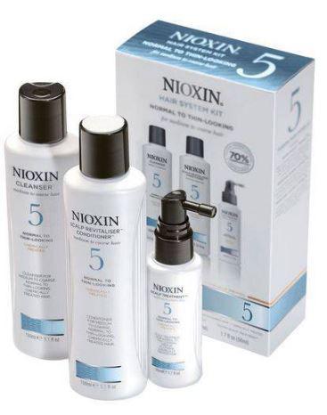 Nioxin 5 System Kit para Cabelo Médio a Grosso Quimicamente Tratados - 3 Partes - Wella
