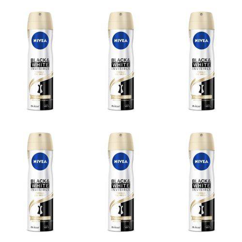 Nivea Black & White Desodorante Aerosol Toque de Seda Feminino 150ml (kit C/06)