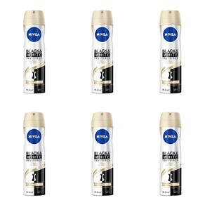 Nivea Black & White Desodorante Aerosol Toque de Seda Feminino 150ml - Kit com 06