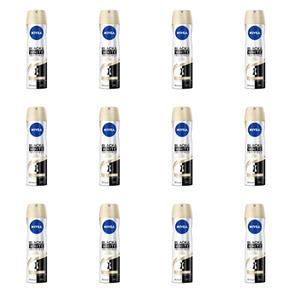 Nivea Black & White Desodorante Aerosol Toque de Seda Feminino 150ml - Kit com 12