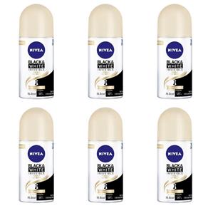 Nivea Black & White Desodorante Rollon Toque de Seda Feminino 50ml - Kit com 06