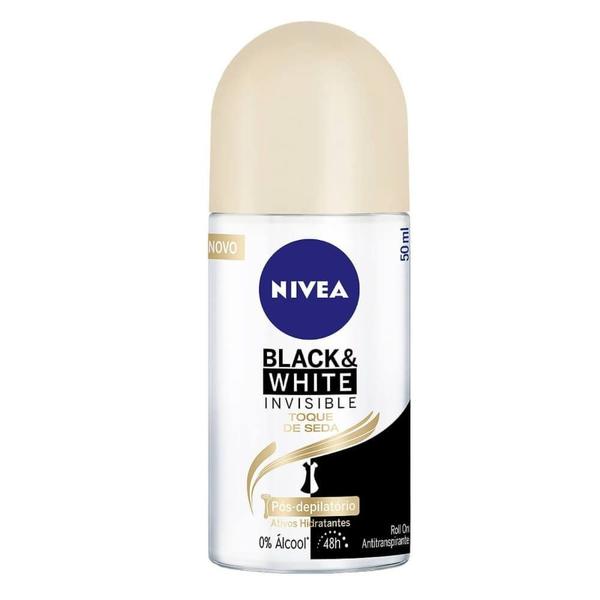 Nivea Black White Desodorante Rollon Toque de Seda Feminino 50ml