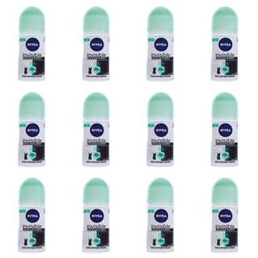 Nivea Black & White Fresh Desodorante Rollon Feminino 50ml - Kit com 12