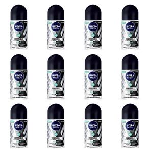 Nivea Black & White Fresh Desodorante Rollon Masculino 50ml - Kit com 12