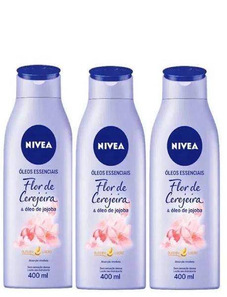 Nivea Body Locao Hidratante Flor Cerejeira 400ml com 3 Unidades