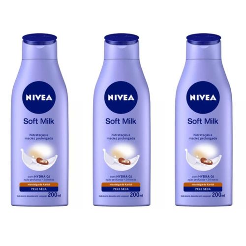Nivea Body Soft Milk Loção Hidratante 200ml (kit C/03)