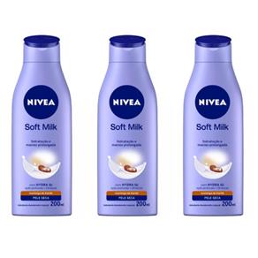 Nivea Body Soft Milk Loção Hidratante 200ml - Kit com 03