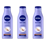 Nivea Body Soft Milk Loção Hidratante 200Ml Kit Com 3